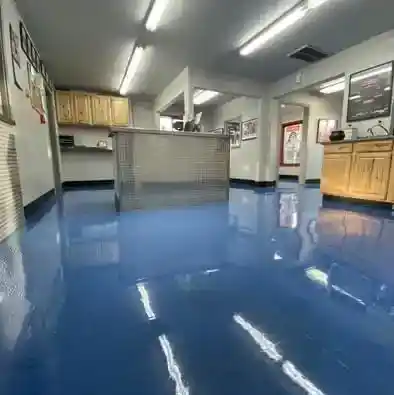 Shiny polished commercial floor after cleaning