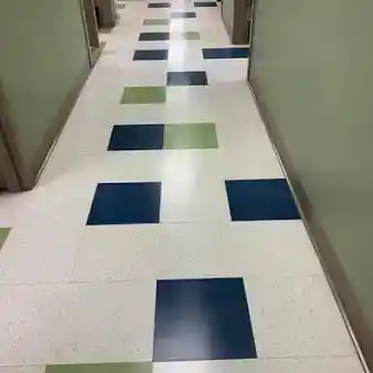 Polished tile floor in commercial building