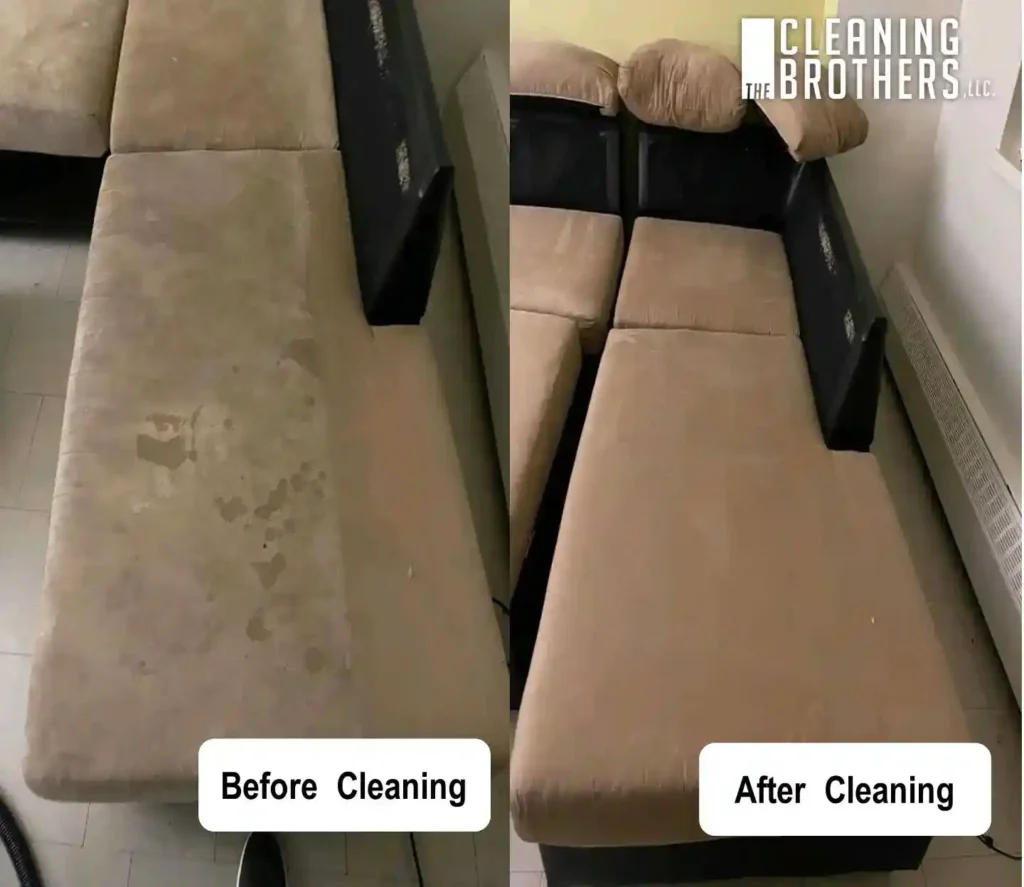 sofa cleaning before and after detail